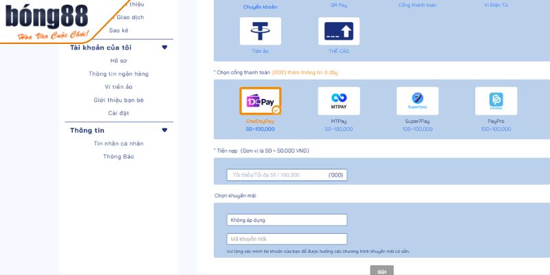 Nạp Tiền BONG88 3 Lưu ý khi thực hiện nạp tiền vào ví game BONG88 tránh lỗi